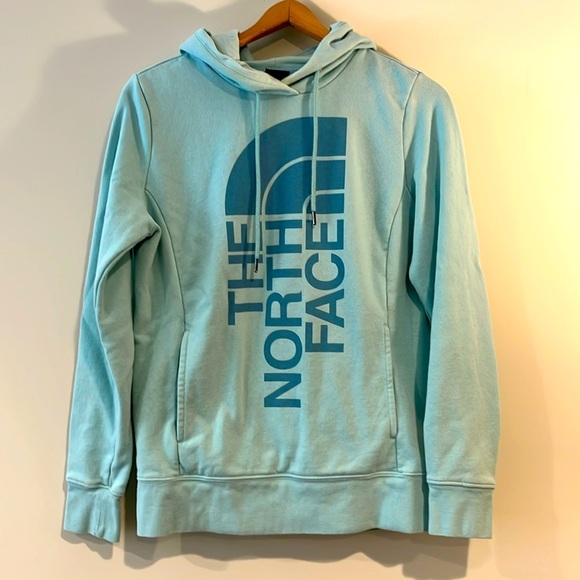 The North Face Tops - The North Face Logo Hoodie Sweatshirt Teal Navy Front Pocket Women’s Medium